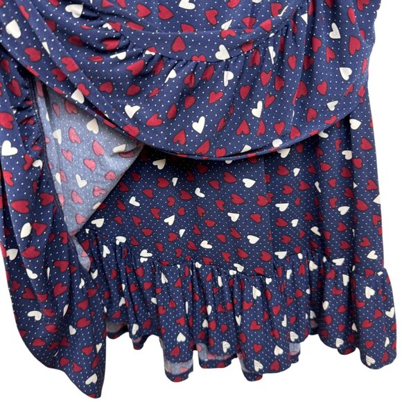 Talbots Blue red and white polka dot and hearts long sleeve dress Size 12P - Picture 7 of 14